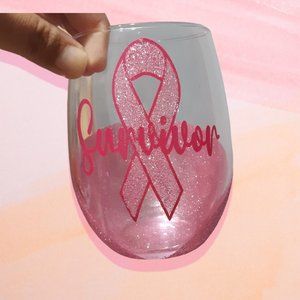 Breast Cancer Survivor Custom Wine Glass